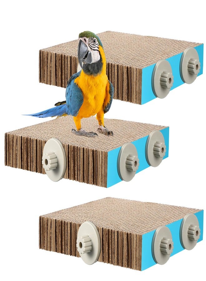 Skyygemm 3 Pcs Bird Chew Toys Parrot Perch Cardboard Platform for Cage Bird Paw Grinding Stand Parrot Cage Playground Exercise Toys for Macaws Small Parakeets Budgies Conure Cockatiel(Large) - Image 1